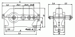 Габаритные и присоединительные размеры редукторов 1Ц3У-250